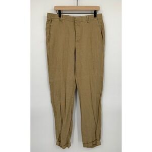 Murano Baird McNutt Pants Men 34x34 Tan 100% Linen Trousers Cuffed